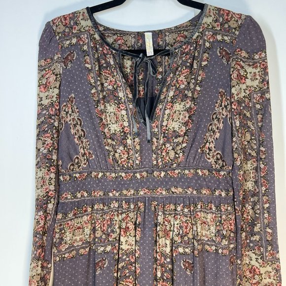 Free People Bridget‎ Floral High-Low Dress in muted Earth tones, XS - Picture 4 of 11